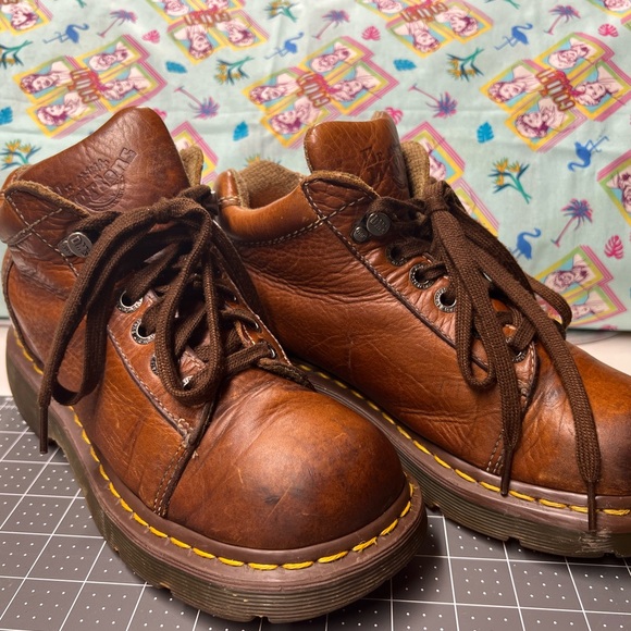 Dr. Martens Brown Combat Boots with Rounded Toe - Picture 13 of 16